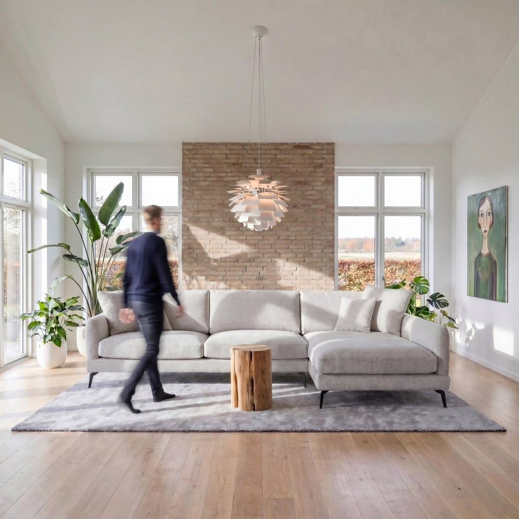 L-Form Ecksofa Rechts - Stoffbezug Grau - FURNHOUSE
