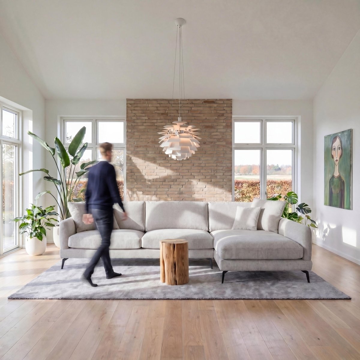 L - Form Ecksofa Rechts - Stoffbezug Grau - IBBE DESIGN - FURNHOUSE
