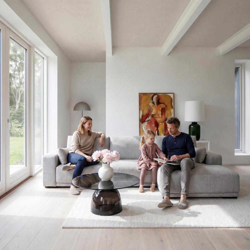 L-Form Ecksofa Rechts - Stoffbezug Grau - FURNHOUSE