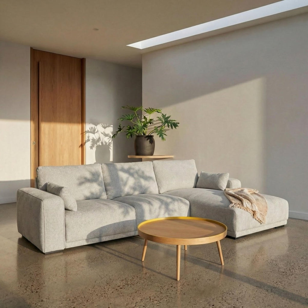 L-Form Ecksofa Rechts - Stoffbezug Grau - FURNHOUSE