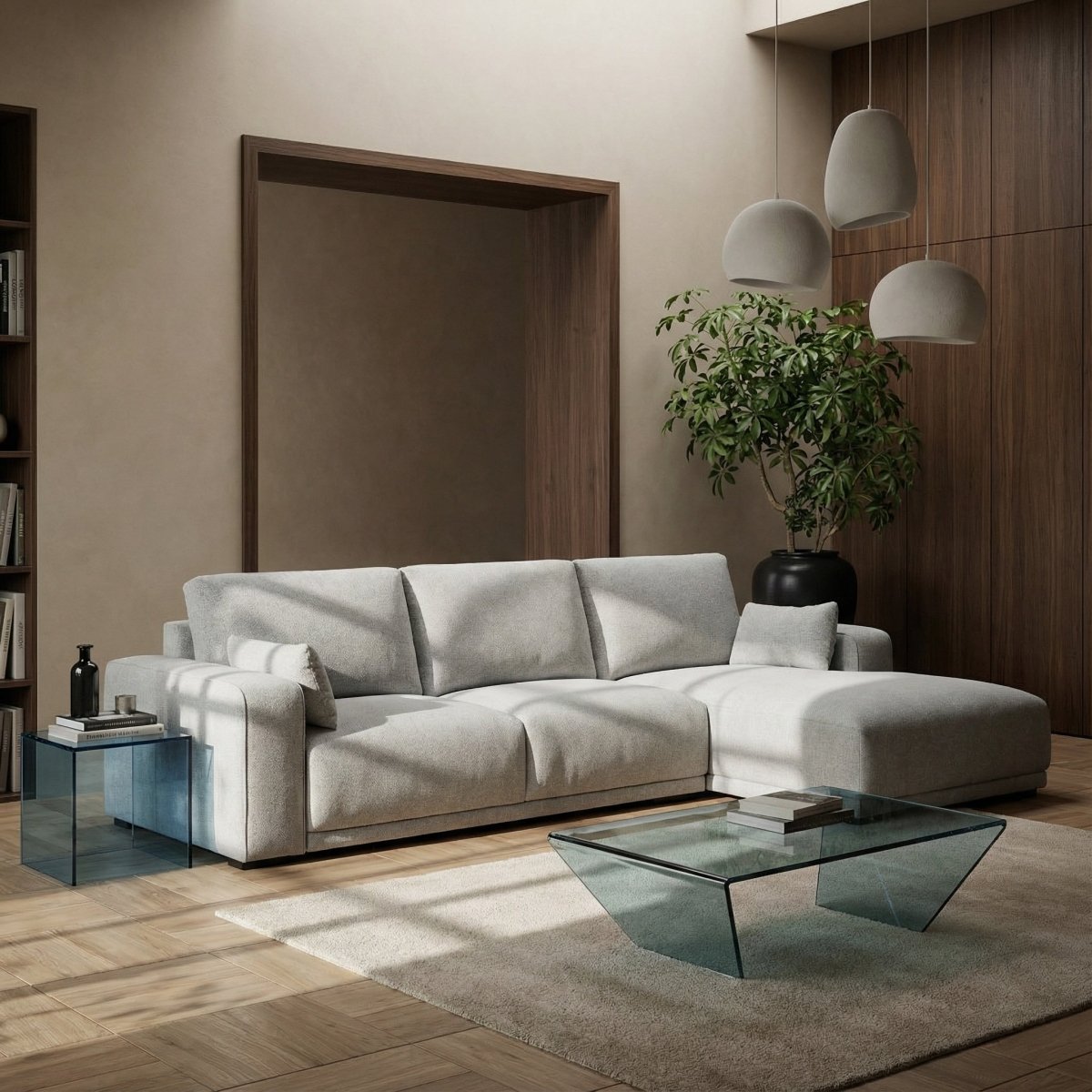 L-Form Ecksofa Rechts - Stoffbezug Grau - FURNHOUSE