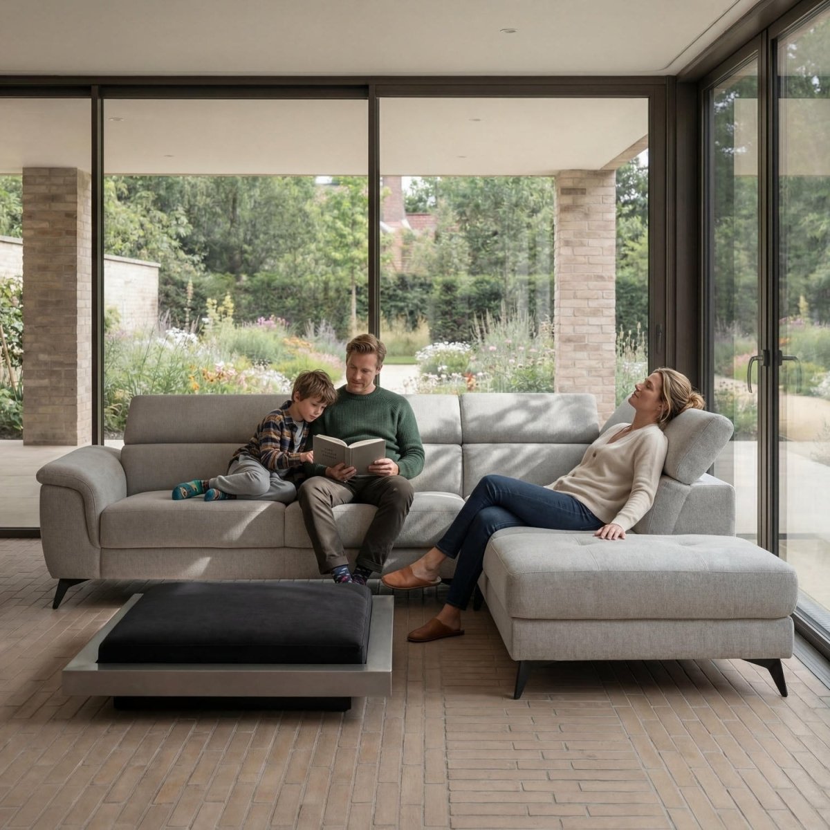 L-Form Ecksofa Rechts - Stoffbezug Grau - FURNHOUSE