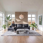 L-Form Ledersofa mit Ottomane Links Soul - Echtleder Schwarz, 233 cm - FURNHOUSE