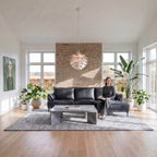 L-Form Ledersofa mit Ottomane Rechts Soul - Echtleder Schwarz, 233 cm - FURNHOUSE