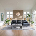 L-Form Ledersofa mit Ottomane Rechts Soul - Echtleder Schwarz, 233 cm - FURNHOUSE