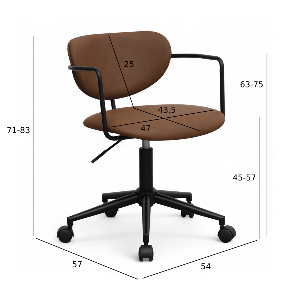 Lido Bürostuhl - Kunstleder Dunkelbraun - FURNHOUSE