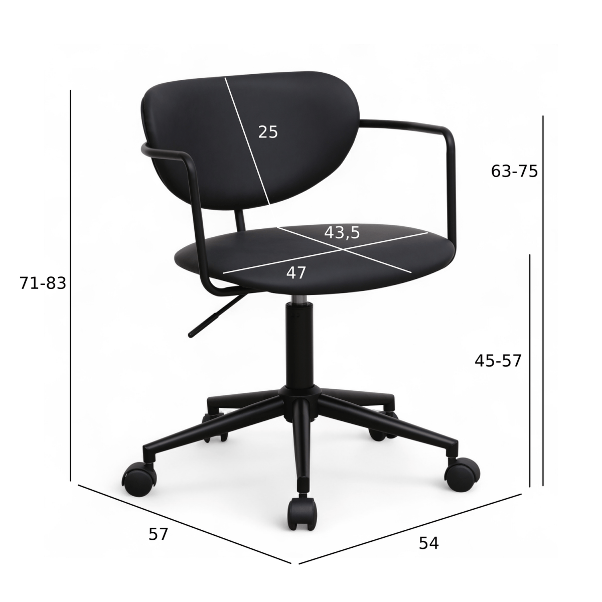 Lido Bürostühle - Kunstleder Schwarz - FURNHOUSE