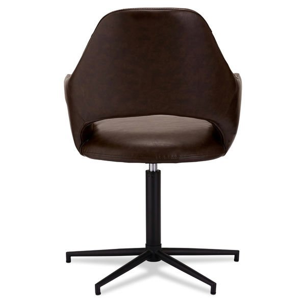 Luna Esszimmerstühle mit Armlehne 2er Set - Drehbar, Kunstleder Braun - FURNHOUSE