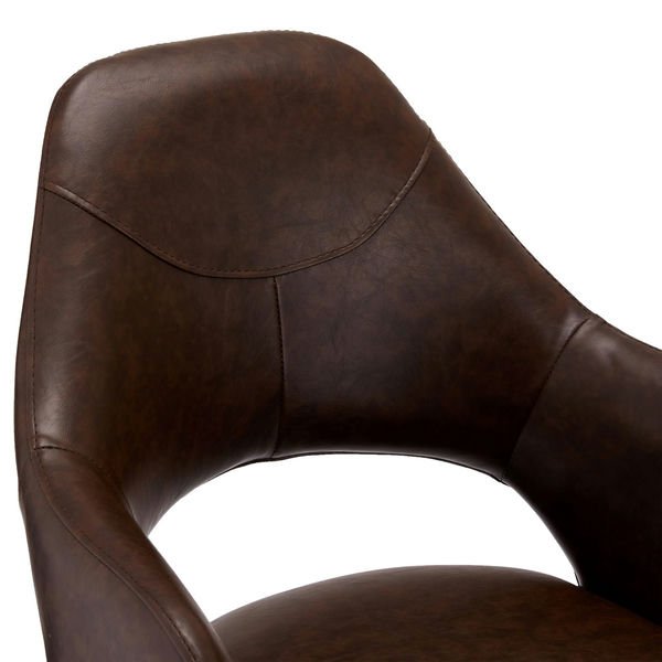 Luna Esszimmerstühle mit Armlehne 2er Set - Drehbar, Kunstleder Braun - FURNHOUSE