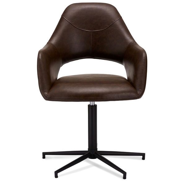 Luna Esszimmerstühle mit Armlehne 2er Set - Drehbar, Kunstleder Braun - FURNHOUSE