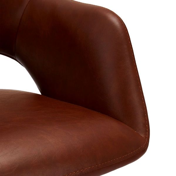 Luna Esszimmerstühle mit Armlehne 2er Set - Drehbar, Kunstleder Cognac Braun - FURNHOUSE