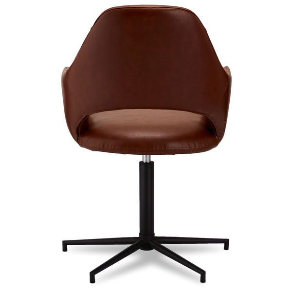 Luna Esszimmerstühle mit Armlehne 2er Set - Drehbar, Kunstleder Cognac Braun - FURNHOUSE