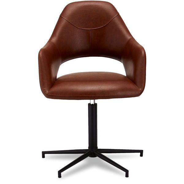 Luna Esszimmerstühle mit Armlehne 2er Set - Drehbar, Kunstleder Cognac Braun - FURNHOUSE