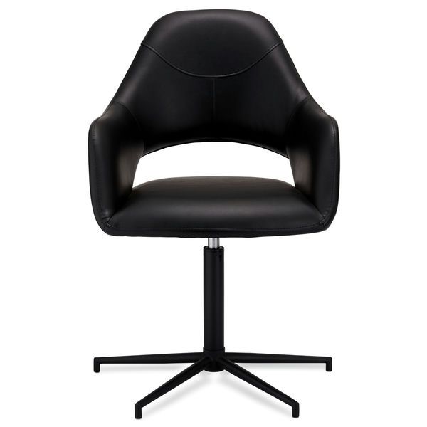 Luna Esszimmerstühle mit Armlehne 2er Set - Drehbar, Kunstleder Schwarz - FURNHOUSE