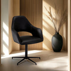 Luna Esszimmerstühle mit Armlehne 2er Set - Drehbar, Kunstleder Schwarz - FURNHOUSE