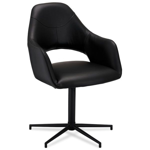 Luna Esszimmerstühle mit Armlehne 2er Set - Drehbar, Kunstleder Schwarz - FURNHOUSE