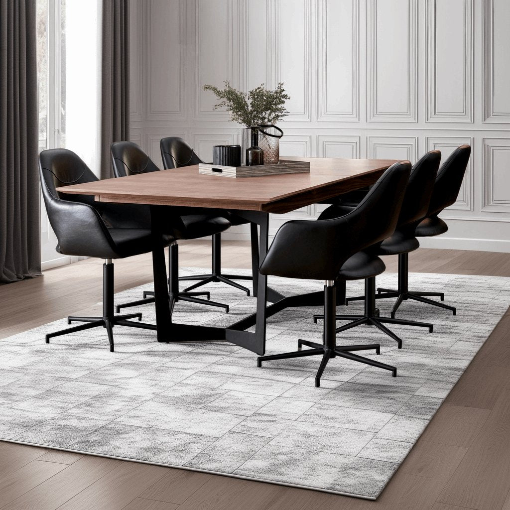 Luna Esszimmerstühle mit Armlehne 2er Set - Drehbar, Kunstleder Schwarz - FURNHOUSE