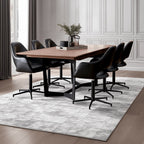 Luna Esszimmerstühle mit Armlehne 2er Set - Drehbar, Kunstleder Schwarz - FURNHOUSE