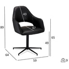 Luna Esszimmerstühle mit Armlehne 2er Set - Drehbar, Kunstleder Schwarz - FURNHOUSE