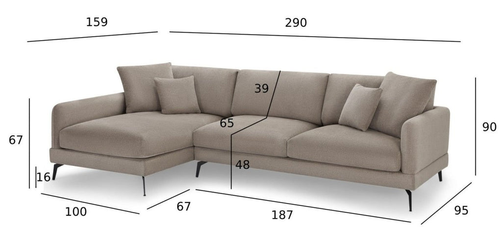 Maggie L-Form Ecksofa Links - Stoffbezug Beige - FURNHOUSE