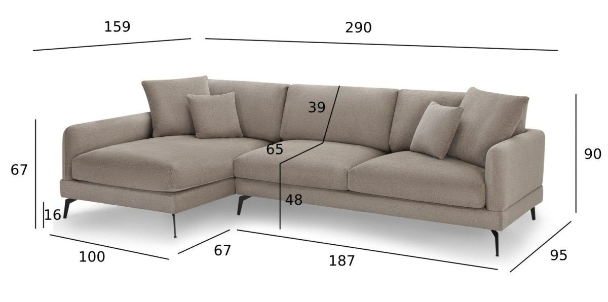 Maggie L-Form Ecksofa Links - Stoffbezug Beige - FURNHOUSE