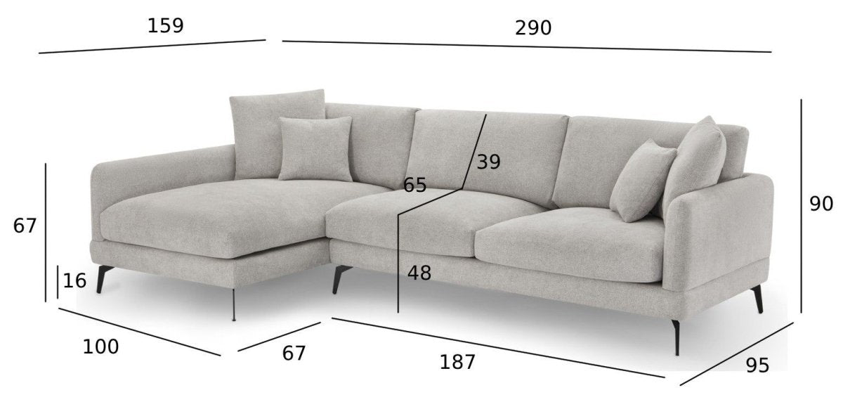 Maggie L-Form Ecksofa Links - Stoffbezug Grau - FURNHOUSE