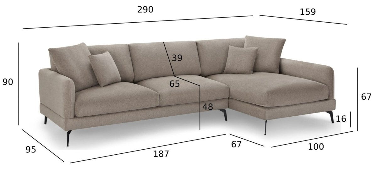 Maggie L-Form Ecksofa Rechts - Stoffbezug Beige - FURNHOUSE