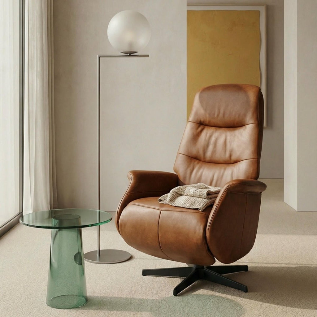 Manueller Relaxsessel - Echtleder Cognac Braun - FURNHOUSE