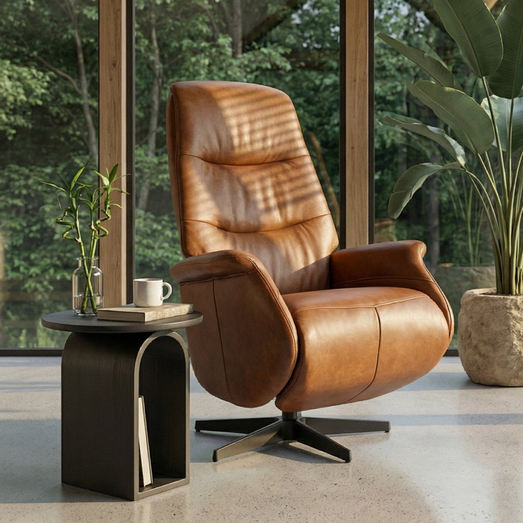 Manueller Relaxsessel - Echtleder Cognac Braun - FURNHOUSE