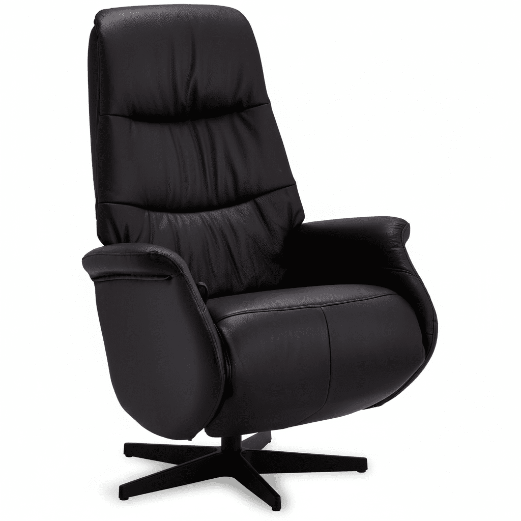 Manueller Relaxsessel - Echtleder/PVC Schwarz - FURNHOUSE