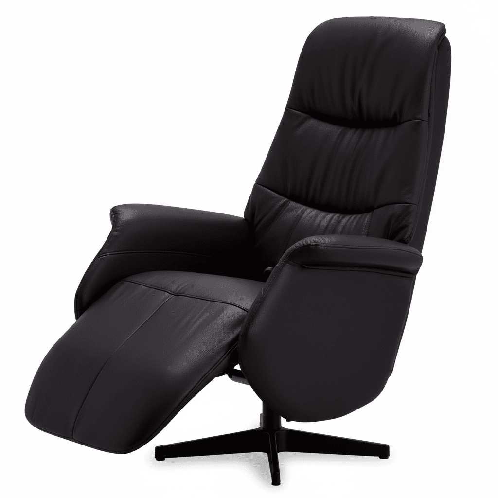 Manueller Relaxsessel - Echtleder/PVC Schwarz - FURNHOUSE