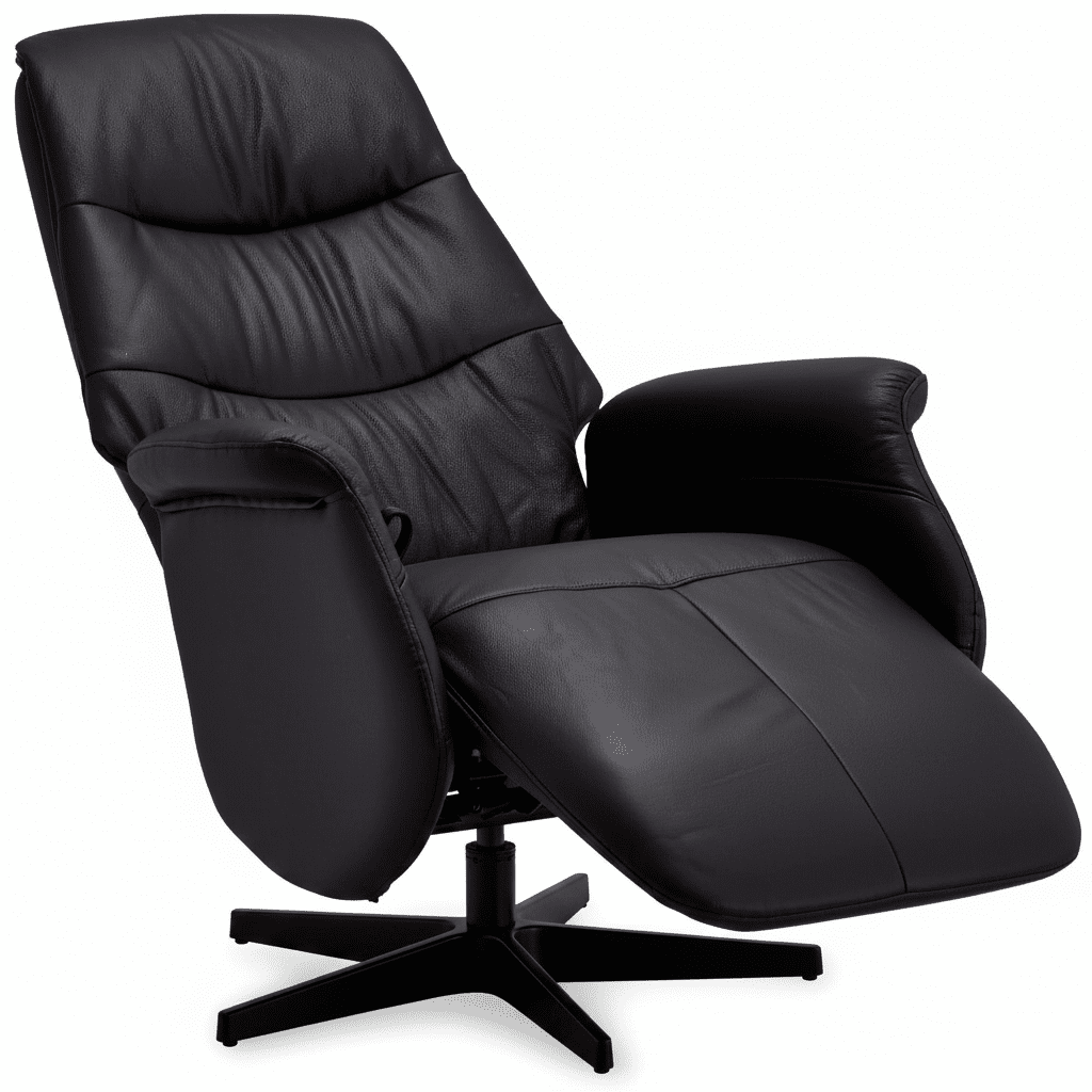 Manueller Relaxsessel - Echtleder/PVC Schwarz - FURNHOUSE