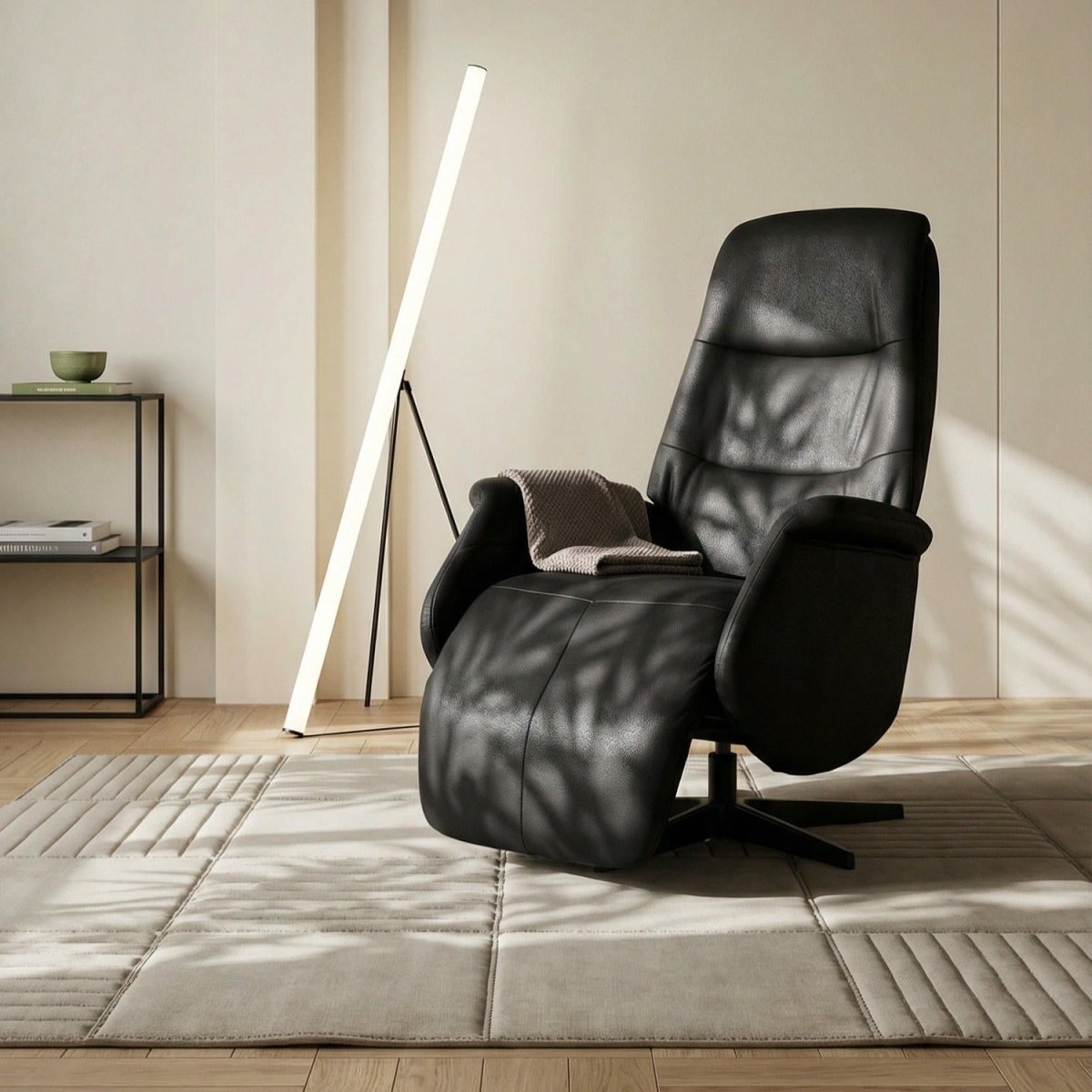 Manueller Relaxsessel - Stoffbezug Schwarz - FURNHOUSE