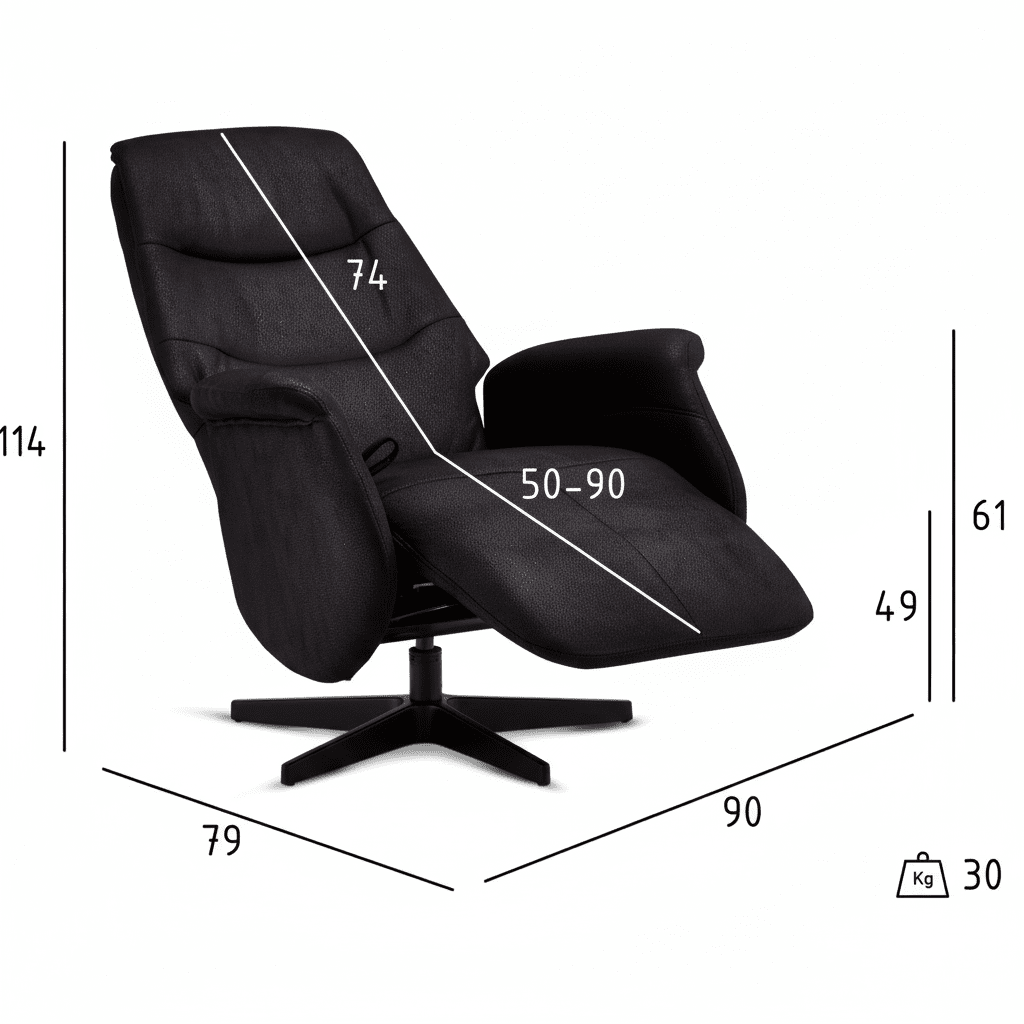 Manueller Relaxsessel - Stoffbezug Schwarz - FURNHOUSE