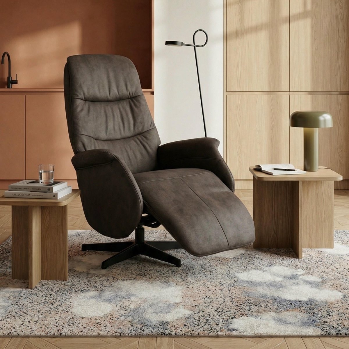 Manueller Relaxsessel - Stoffbezug Taupe Grau - FURNHOUSE