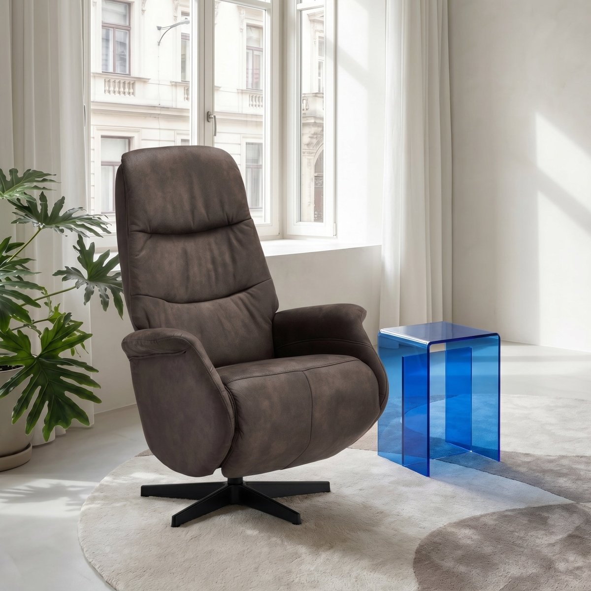 Manueller Relaxsessel - Stoffbezug Taupe Grau - IBBE DESIGN - FURNHOUSE