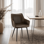 Maria Esszimmerstühle mit Armlehne 2er Set - Kunstleder Braun - FURNHOUSE