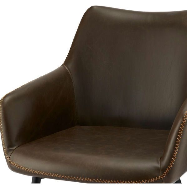 Maria Esszimmerstühle mit Armlehne 2er Set - Kunstleder Braun - FURNHOUSE