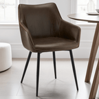 Maria Esszimmerstühle mit Armlehne 2er Set - Kunstleder Braun - FURNHOUSE