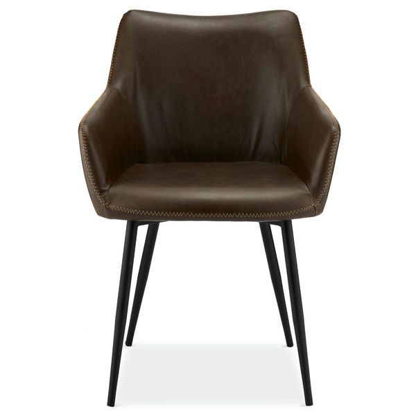 Maria Esszimmerstühle mit Armlehne 2er Set - Kunstleder Braun - FURNHOUSE