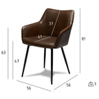 Maria Esszimmerstühle mit Armlehne 2er Set - Kunstleder Braun - FURNHOUSE