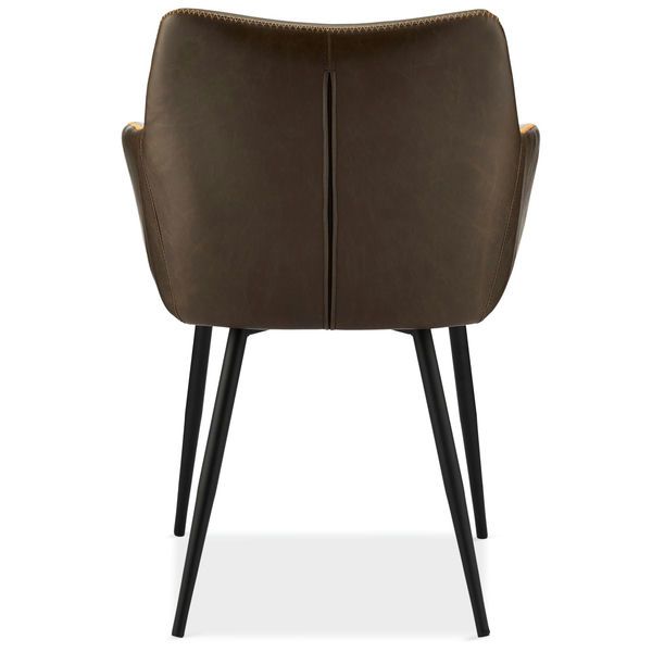 Maria Esszimmerstühle mit Armlehne 2er Set - Kunstleder Braun - FURNHOUSE