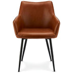 Maria Esszimmerstühle mit Armlehne 2er Set - Kunstleder Cognac Braun - FURNHOUSE