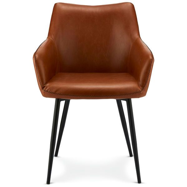 Maria Esszimmerstühle mit Armlehne 2er Set - Kunstleder Cognac Braun - FURNHOUSE