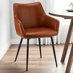 Maria Esszimmerstühle mit Armlehne 2er Set - Kunstleder Cognac Braun - FURNHOUSE