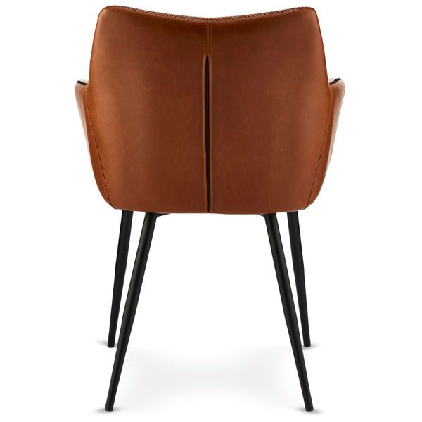 Maria Esszimmerstühle mit Armlehne 2er Set - Kunstleder Cognac Braun - FURNHOUSE