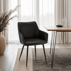 Maria Esszimmerstühle mit Armlehne 2er Set - Kunstleder Schwarz - FURNHOUSE