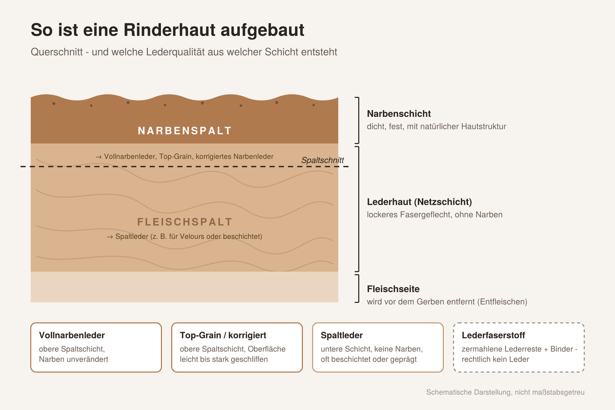 Frage 1: Aus welcher Schicht stammt das Leder?