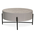 Milo Couchtisch Rund ø80 cm - Marmoroptik & Lamellenoptik Grau - FURNHOUSE