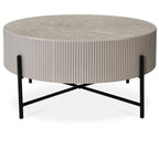 Milo Couchtisch Rund ø80 cm - Marmoroptik & Lamellenoptik Grau - FURNHOUSE